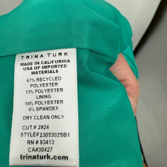 Trina Turk Sabrina Mock Neck flowy Pleated Shift mini dress in teal - Picture 8 of 8